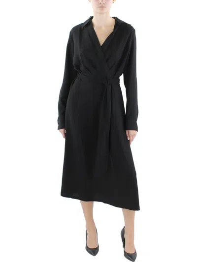 Lauren Ralph Lauren Womens Surplice Georgette Midi Dress In Black