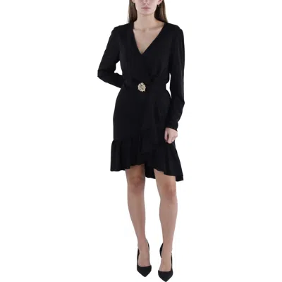 Ralph Lauren Womens Surplice Knee Length Shift Dress In Black