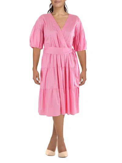 Lauren Ralph Lauren Womens Surplice Tiered Midi Dress In Pink