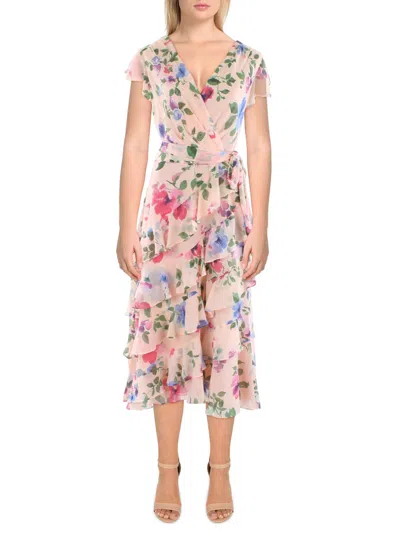 Lauren Ralph Lauren Womens Tiered Long Cocktail And Party Dress In Multi