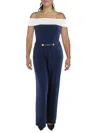 Ralph Lauren Womens Two Tone Wide Leg Jumpsuit In Blue