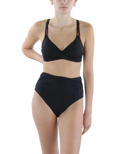 Lauren Ralph Lauren Womens Underwire Nylon Bikini Swim Top In Black