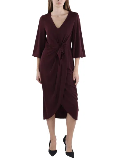 Ralph Lauren Tie-front Stretch Jersey Dress In Vintage Burgundy