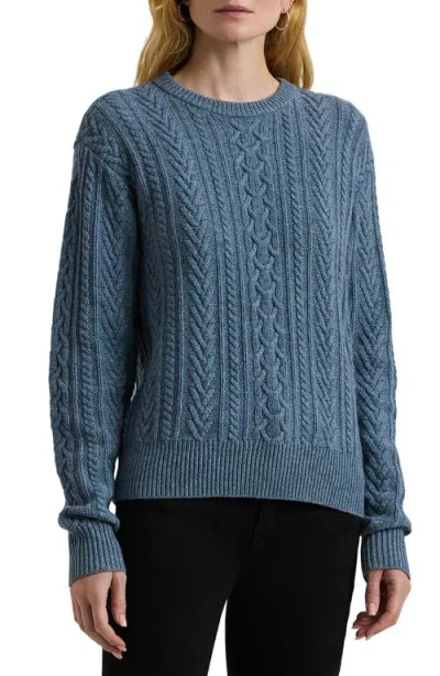 Ralph Lauren Lauren  Wool & Cashmere Cable Knit Sweater In Blue Dusk Heather
