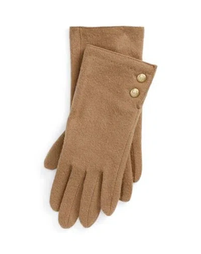 Ralph Lauren Lauren  Wool-blend Tech Gloves Woman Gloves Camel Size L Wool, Nylon, Cashmere In Beige