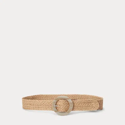 Ralph Lauren Woven Jute Faux-horn-buckle Wide Belt In Natural/lauren Tan