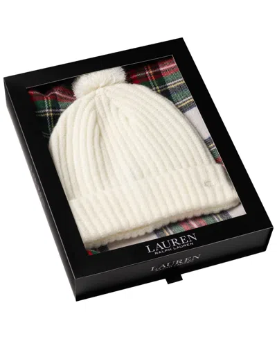 Ralph Lauren Woven Scarf And Knit Hats In Cream Stewart