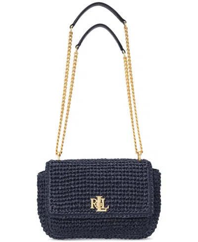 Ralph Lauren Woven Sophee Crossbody Bag In Navy