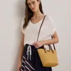 Ralph Lauren Woven Straw Medium Brie Tote Bag In Natural/lauren Tan