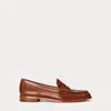 Ralph Lauren Wynnie Burnished Leather Loafer In Deep Saddle Tan