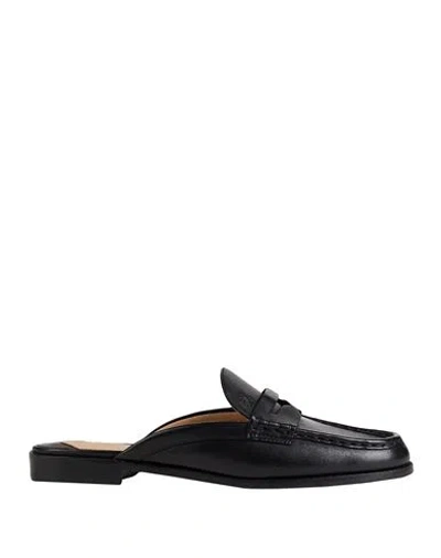 Ralph Lauren Lauren  Wynnie Burnished Leather Mule Loafer Woman Mules & Clogs Black Size 6.5 Cow Leat