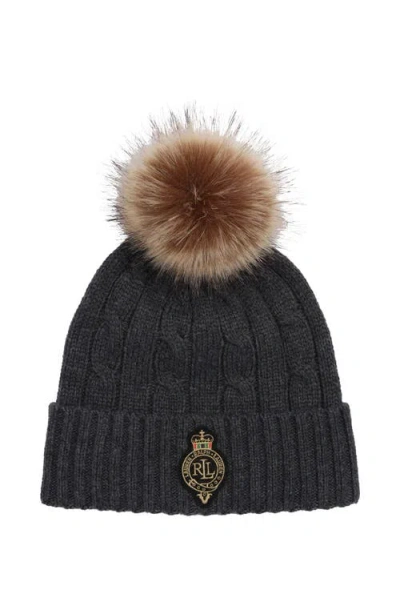Lauren Ralplh Lauren Cable Crest Patch Hat In Gray