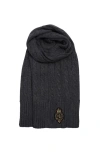 Lauren Ralplh Lauren Cable Crest Patch Scarf In Black