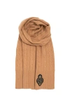 Lauren Ralplh Lauren Cable Crest Patch Scarf In Brown