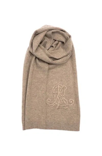 Lauren Ralplh Lauren Embroidered Logo Scarf In Brown
