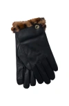Lauren Ralplh Lauren Faux Fur Lined Leather Touch Glove In Black