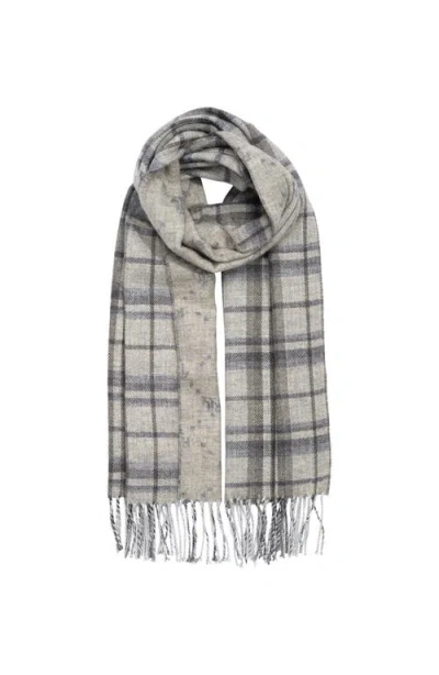 Lauren Ralplh Lauren Plaid And Logo Double Face Scarf In Gray