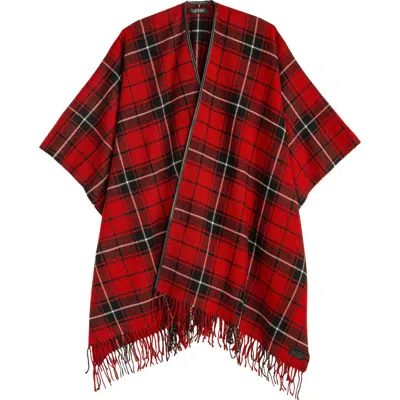 Lauren Ralplh Lauren Plaid Ruana With Fringe In Red