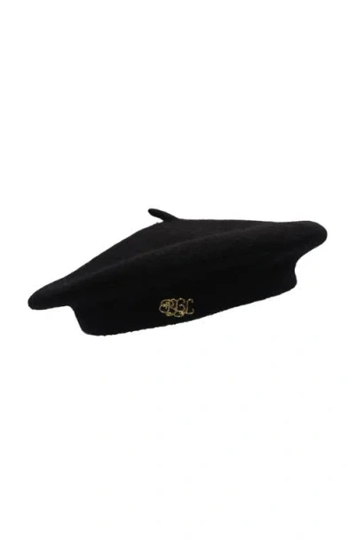 Lauren Ralplh Lauren Classic Wool Beret With Script Logo In Black