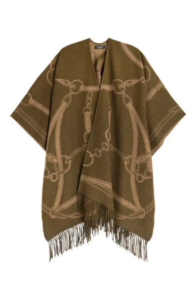 Lauren Ralplh Lauren Equestrian Jacquard Oversized Ruana In Brown