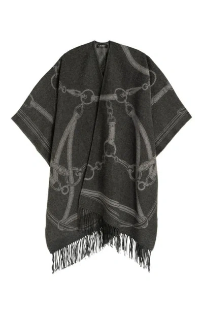Lauren Ralplh Lauren Equestrian Jacquard Oversized Ruana In Gray