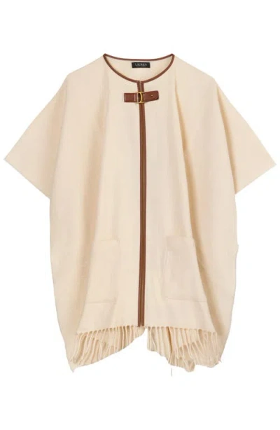 Lauren Ralplh Lauren Ruana With Equestrian Buckle In Neutral