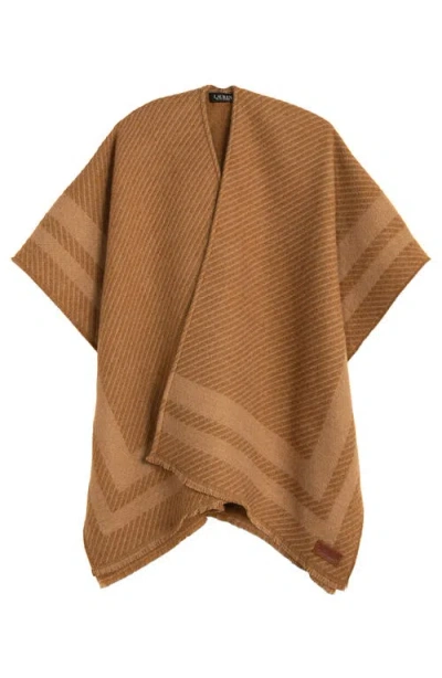 Lauren Ralplh Lauren Woven Twill Border Ruana In Brown