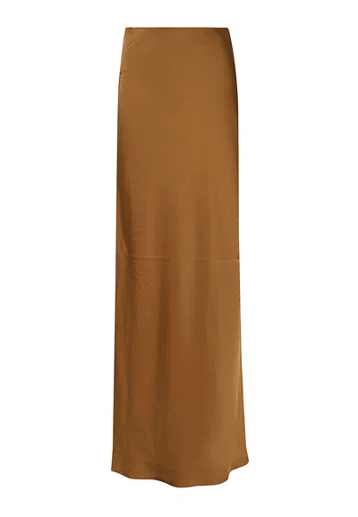 Laurèn Recycled Polyester Satin Maxi Skirt In Brown