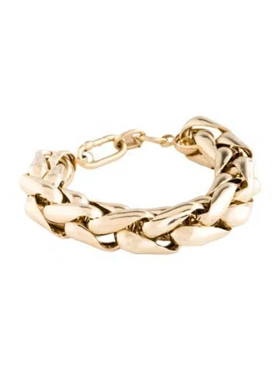 Pre-owned Lauren Rubinski 14k Medium Wheat Chain Bracelet, 7" In Multi