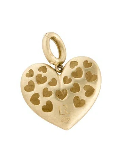 Pre-owned Lauren Rubinski 14k Paulette Brushed Heart Pendant, 1.5" In Multi