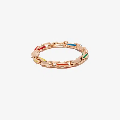 Lauren Rubinski 14k Yellow Gold Small Square Link Rainbow Enamel Bracelet