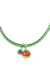 Lauren Rubinski Clover-pendant Cord Necklace In Green