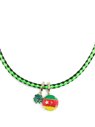 Lauren Rubinski Clover-pendant Cord Necklace In Green