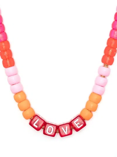 Lauren Rubinski Love Beaded Necklace In Pink