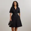 Lauren Woman Cotton-blend Shirtdress In Polo Black