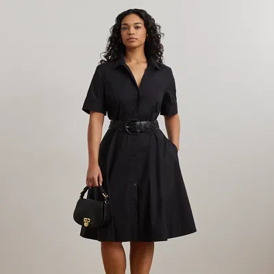 Lauren Woman Cotton-blend Shirtdress In Polo Black