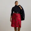 Lauren Woman Belting-print Satin Charmeuse Midi Skirt In Red Multi