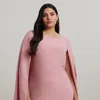 Lauren Woman Cape Georgette Cocktail Dress In Rose Mauve