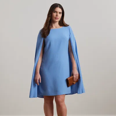 Lauren Woman Cape Georgette Cocktail Dress In Sky Blue