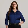 Lauren Woman Classic Fit Satin Charmeuse Shirt In Holiday Navy