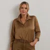 Lauren Woman Classic Fit Satin Charmeuse Shirt In Honey Tan