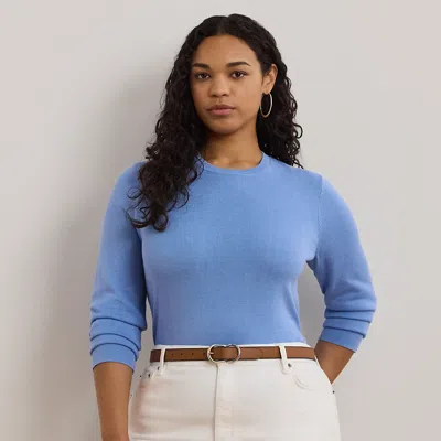 Lauren Woman Cotton-blend Sweater In Sky Blue