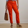Lauren Woman Cotton Sateen Cargo Pant In Orange Lily