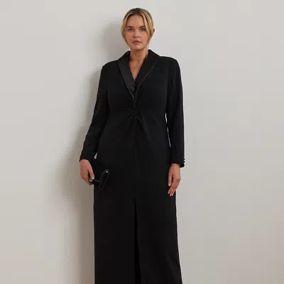 Lauren Woman Crepe Long-sleeve Gown In Black