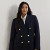 Lauren Woman Double-breasted Wool Crepe Blazer In Lauren Navy