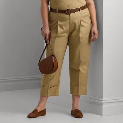 Lauren Woman Double-faced Stretch Cotton Ankle Pant In Birch Tan