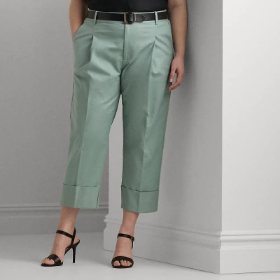 Lauren Woman Double-faced Stretch Cotton Ankle Pant In Soft Laurel