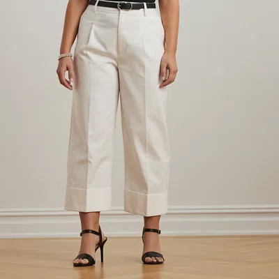 Lauren Woman Double-faced Stretch Cotton Ankle Pant In White