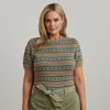 Lauren Woman Fair Isle Short-sleeve Sweater In Multi