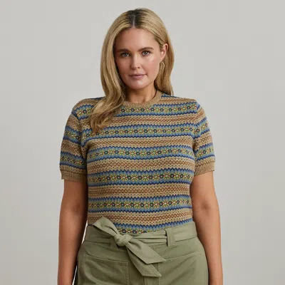 Lauren Woman Fair Isle Short-sleeve Sweater In Multi